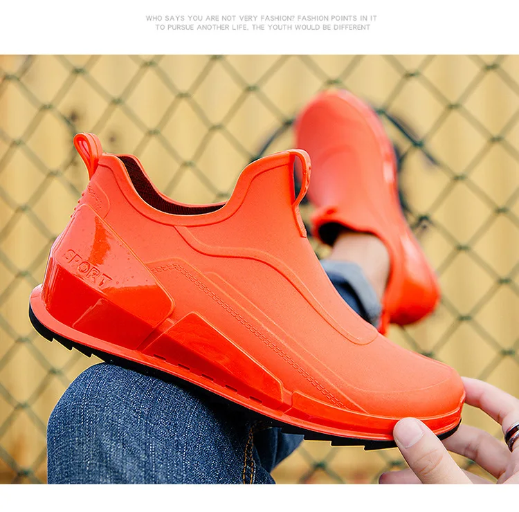 New Men's Outdoor Non-slip Hiking Shoes Shaxi Fishing Rain Boots Black Work Shoes Durable Waterproof Rubber Fishing Shoes