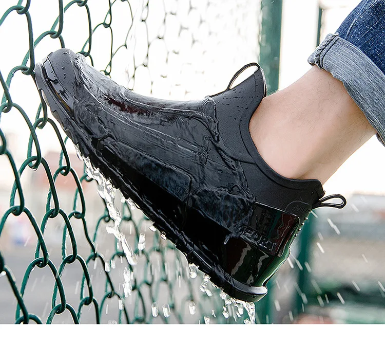 New Men's Outdoor Non-slip Hiking Shoes Shaxi Fishing Rain Boots Black Work Shoes Durable Waterproof Rubber Fishing Shoes