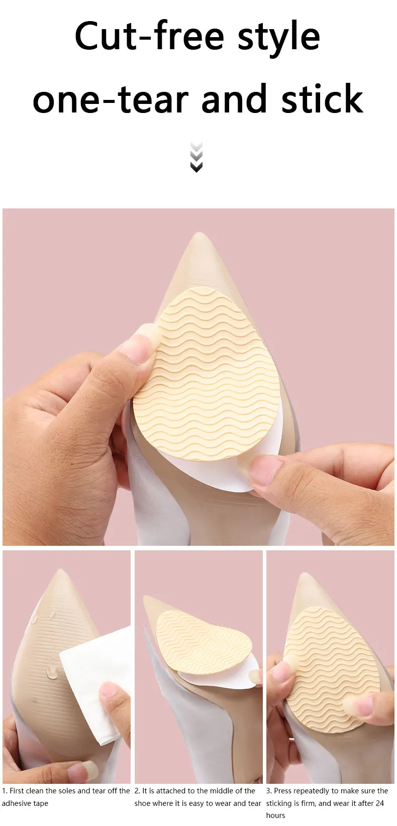 Non Slip Shoes Pads Self-Adhesive Shoe Grips Rubber Anti-Slip Insoles Stick Protector Silicone Resistant High Heels Sole Cover