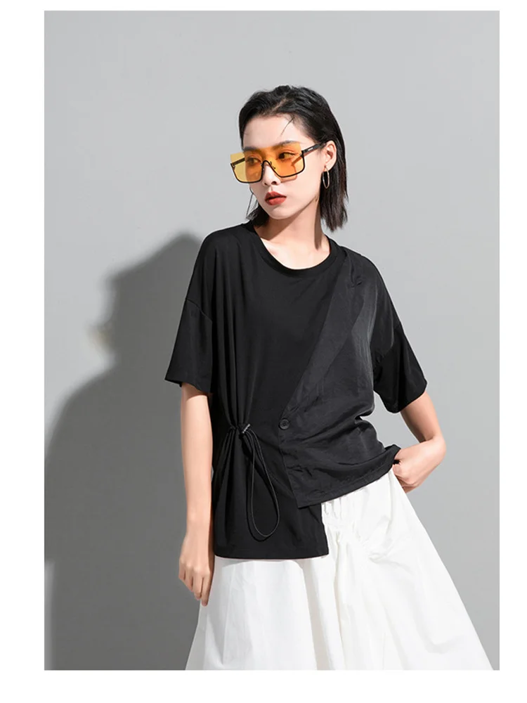 Amax LuluE 2024 British Summer Style Clothes Ladies Grey Punk Tshirts Women O-Neck Casual Tee Shirts Oversized Short Sleeve Tops
