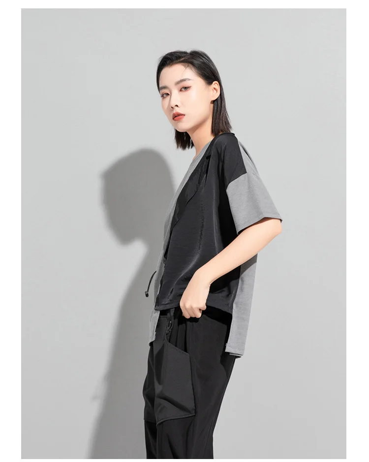 Amax LuluE 2024 British Summer Style Clothes Ladies Grey Punk Tshirts Women O-Neck Casual Tee Shirts Oversized Short Sleeve Tops