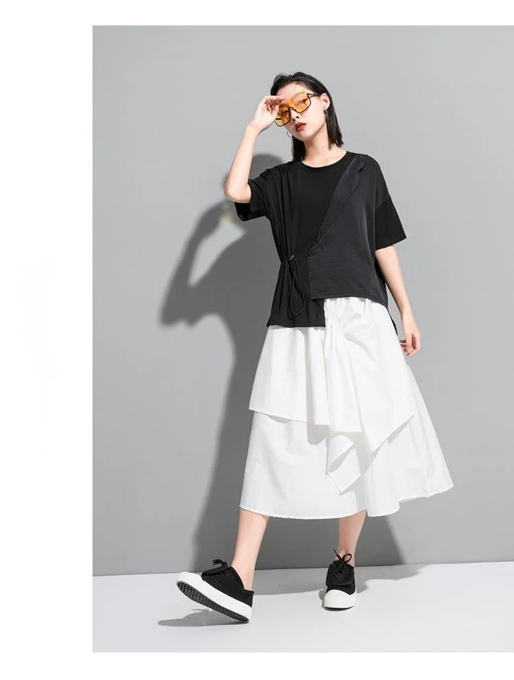 Amax LuluE 2024 British Summer Style Clothes Ladies Grey Punk Tshirts Women O-Neck Casual Tee Shirts Oversized Short Sleeve Tops