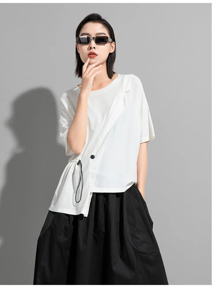 Amax LuluE 2024 British Summer Style Clothes Ladies Grey Punk Tshirts Women O-Neck Casual Tee Shirts Oversized Short Sleeve Tops