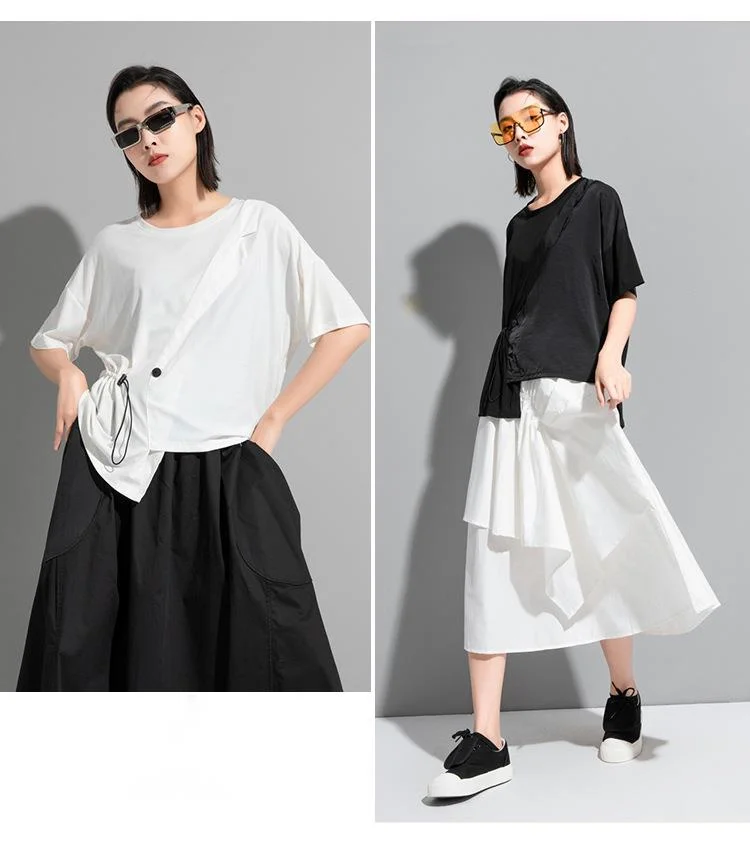 Amax LuluE 2024 British Summer Style Clothes Ladies Grey Punk Tshirts Women O-Neck Casual Tee Shirts Oversized Short Sleeve Tops