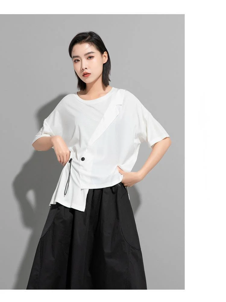 Amax LuluE 2024 British Summer Style Clothes Ladies Grey Punk Tshirts Women O-Neck Casual Tee Shirts Oversized Short Sleeve Tops