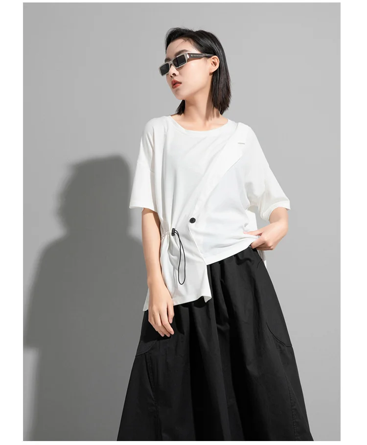 Amax LuluE 2024 British Summer Style Clothes Ladies Grey Punk Tshirts Women O-Neck Casual Tee Shirts Oversized Short Sleeve Tops