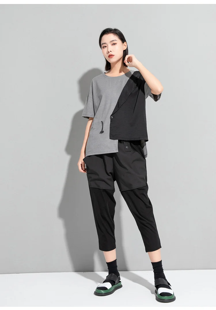 Amax LuluE 2024 British Summer Style Clothes Ladies Grey Punk Tshirts Women O-Neck Casual Tee Shirts Oversized Short Sleeve Tops