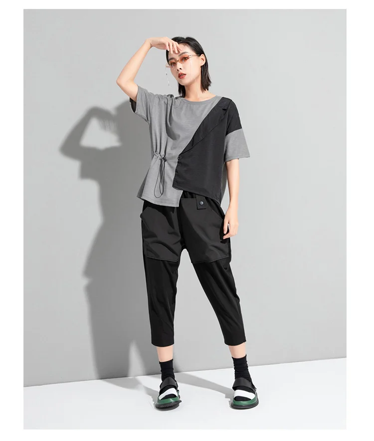 Amax LuluE 2024 British Summer Style Clothes Ladies Grey Punk Tshirts Women O-Neck Casual Tee Shirts Oversized Short Sleeve Tops
