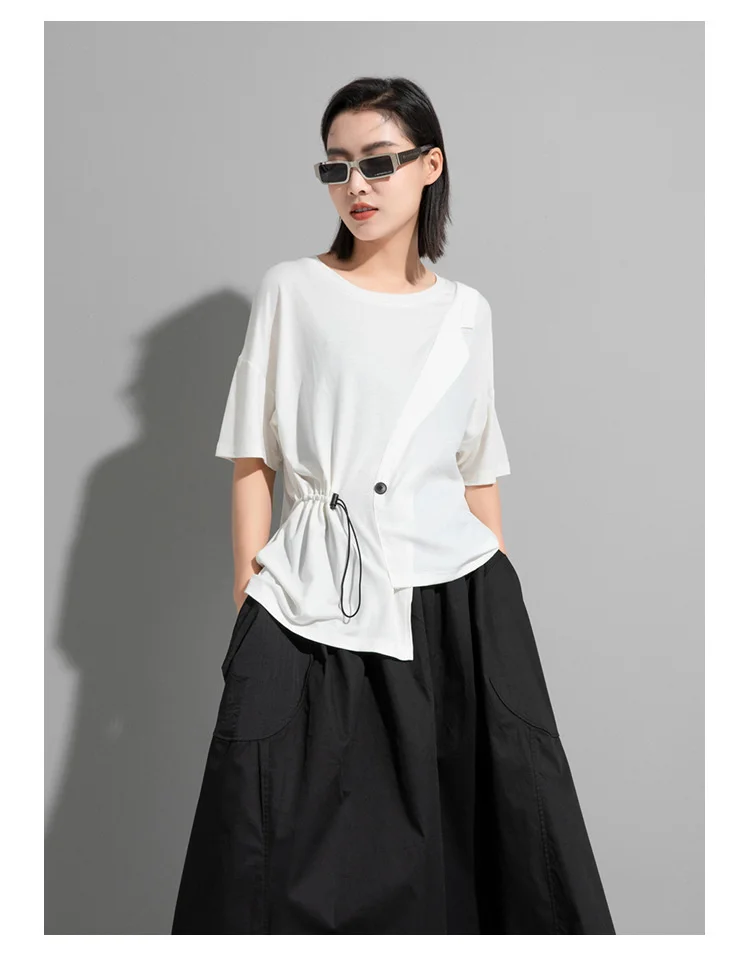 Amax LuluE 2024 British Summer Style Clothes Ladies Grey Punk Tshirts Women O-Neck Casual Tee Shirts Oversized Short Sleeve Tops