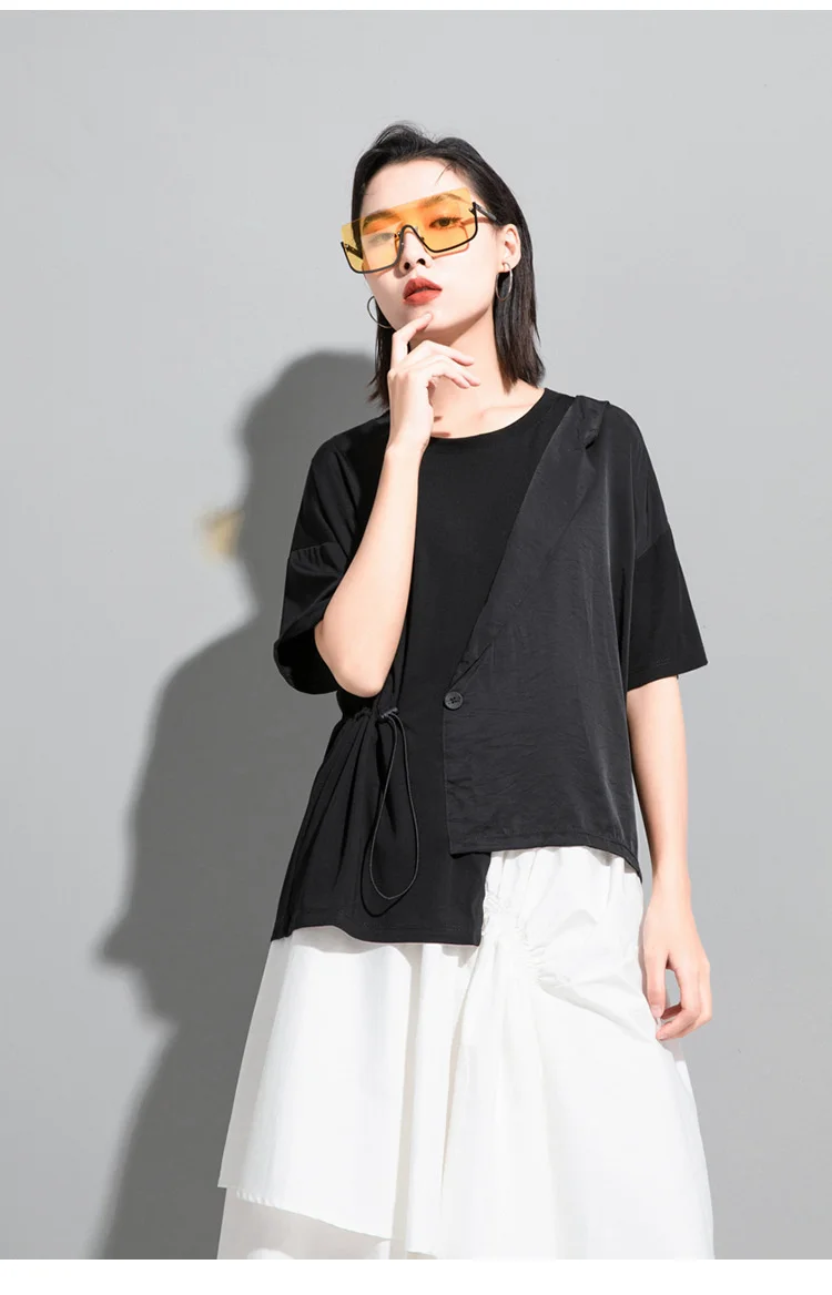 Amax LuluE 2024 British Summer Style Clothes Ladies Grey Punk Tshirts Women O-Neck Casual Tee Shirts Oversized Short Sleeve Tops