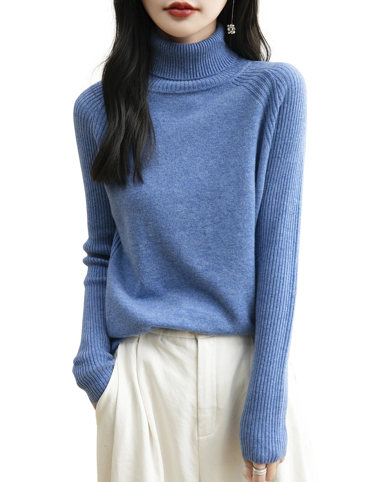 100% Merino Wool Turtleneck Women Sweater New Autumn Winter Warm Soft Jumper Women Knitted Pullover Femme Cashmere Sweater Knit