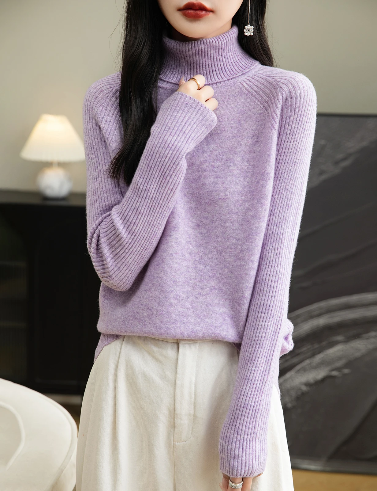 100% Merino Wool Turtleneck Women Sweater New Autumn Winter Warm Soft Jumper Women Knitted Pullover Femme Cashmere Sweater Knit