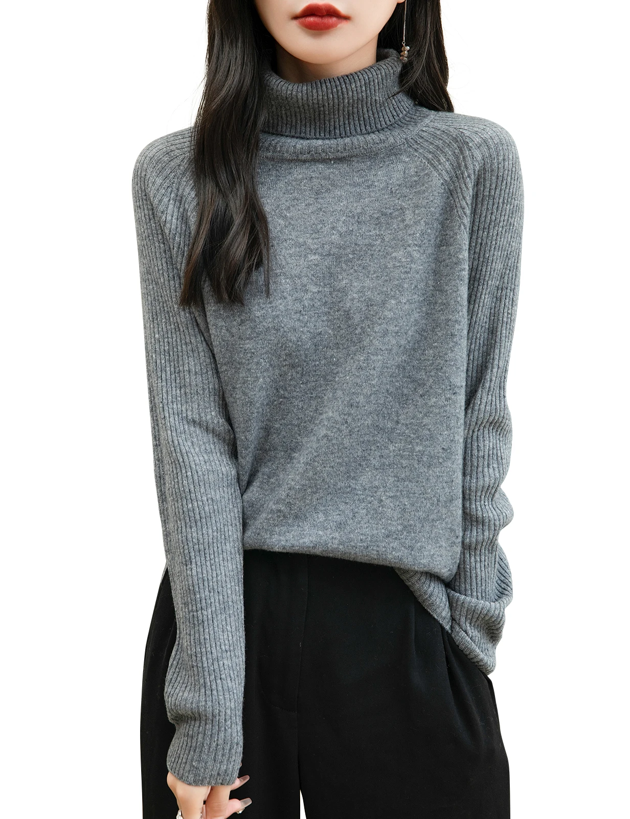 100% Merino Wool Turtleneck Women Sweater New Autumn Winter Warm Soft Jumper Women Knitted Pullover Femme Cashmere Sweater Knit