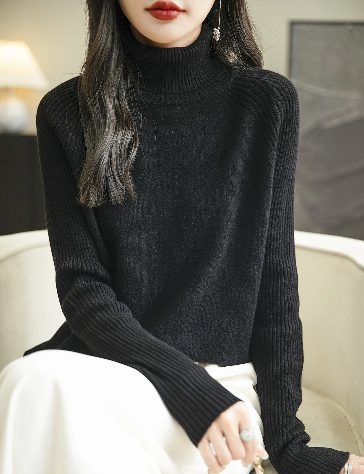 100% Merino Wool Turtleneck Women Sweater New Autumn Winter Warm Soft Jumper Women Knitted Pullover Femme Cashmere Sweater Knit
