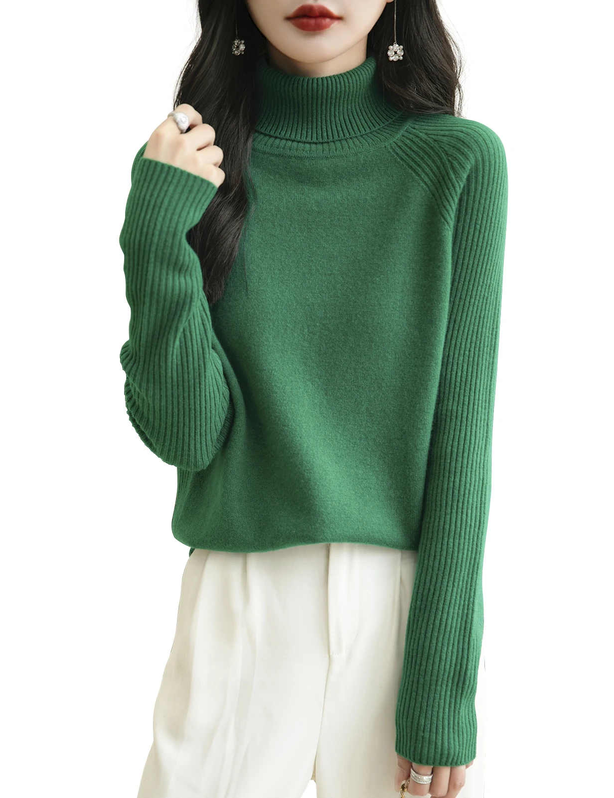 100% Merino Wool Turtleneck Women Sweater New Autumn Winter Warm Soft Jumper Women Knitted Pullover Femme Cashmere Sweater Knit