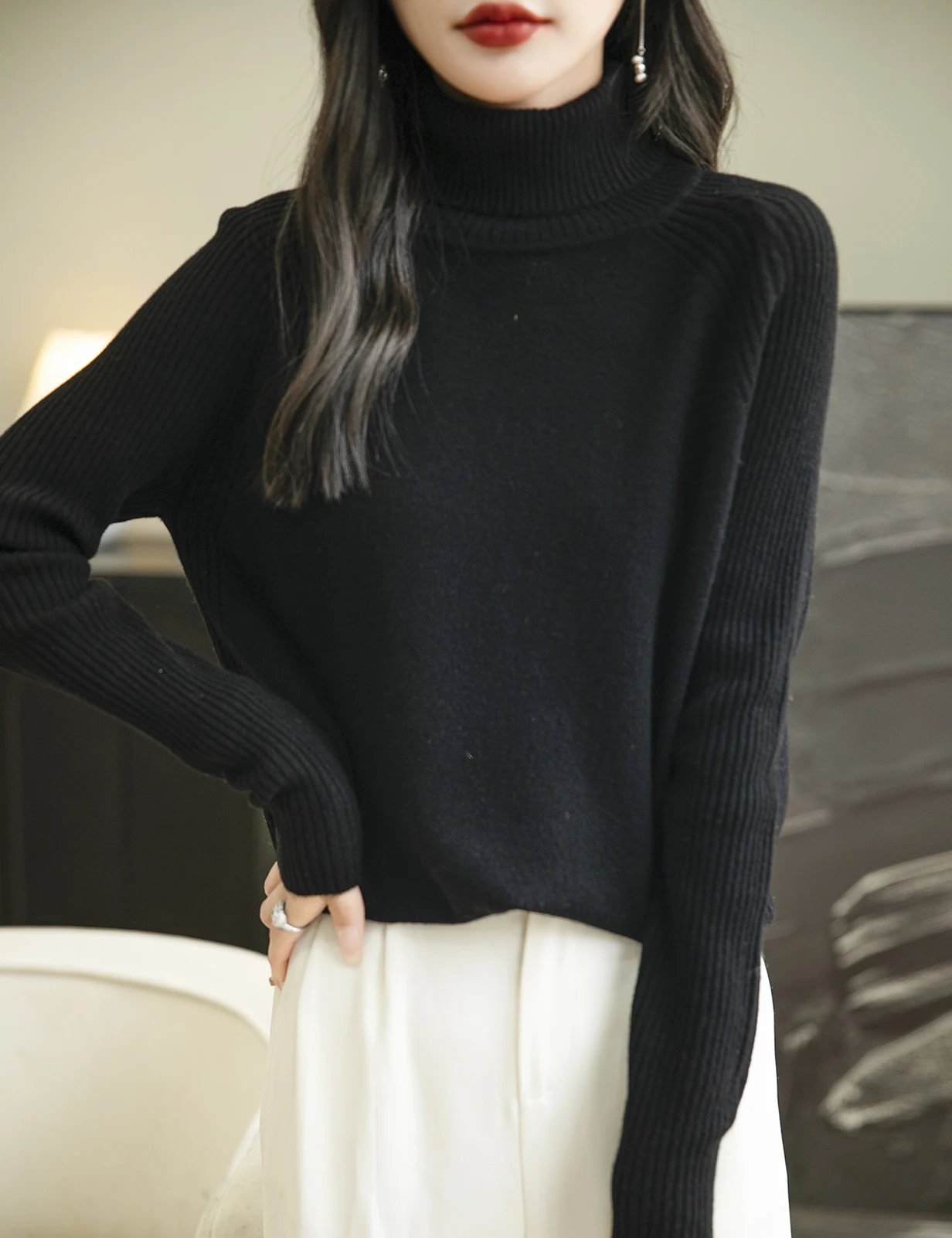 100% Merino Wool Turtleneck Women Sweater New Autumn Winter Warm Soft Jumper Women Knitted Pullover Femme Cashmere Sweater Knit