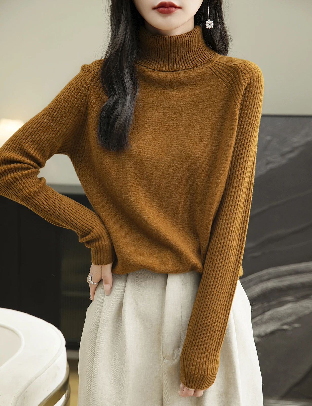 100% Merino Wool Turtleneck Women Sweater New Autumn Winter Warm Soft Jumper Women Knitted Pullover Femme Cashmere Sweater Knit