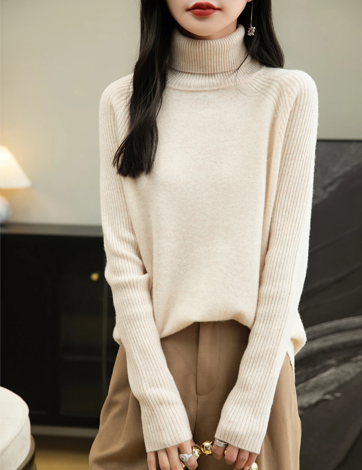 100% Merino Wool Turtleneck Women Sweater New Autumn Winter Warm Soft Jumper Women Knitted Pullover Femme Cashmere Sweater Knit