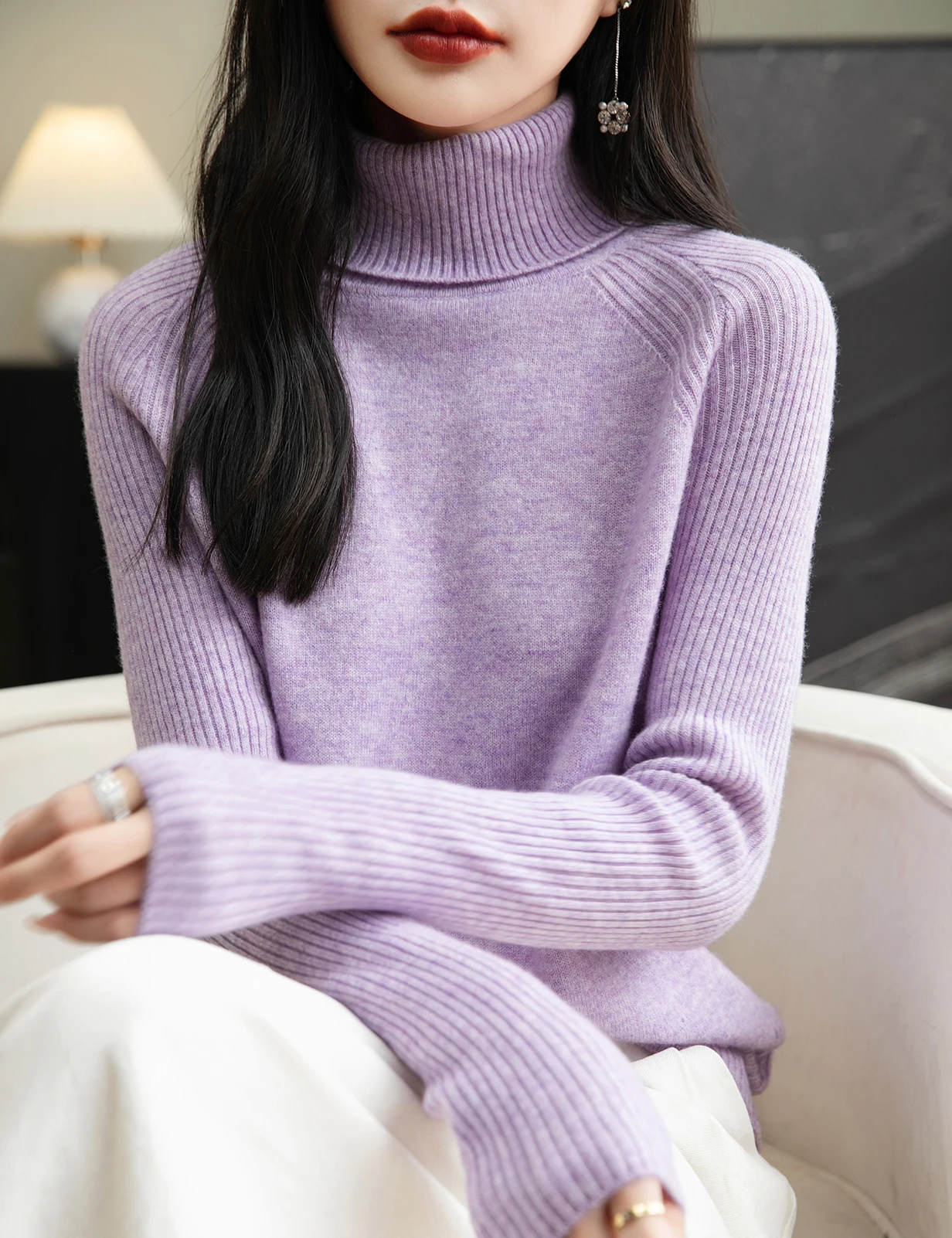 100% Merino Wool Turtleneck Women Sweater New Autumn Winter Warm Soft Jumper Women Knitted Pullover Femme Cashmere Sweater Knit