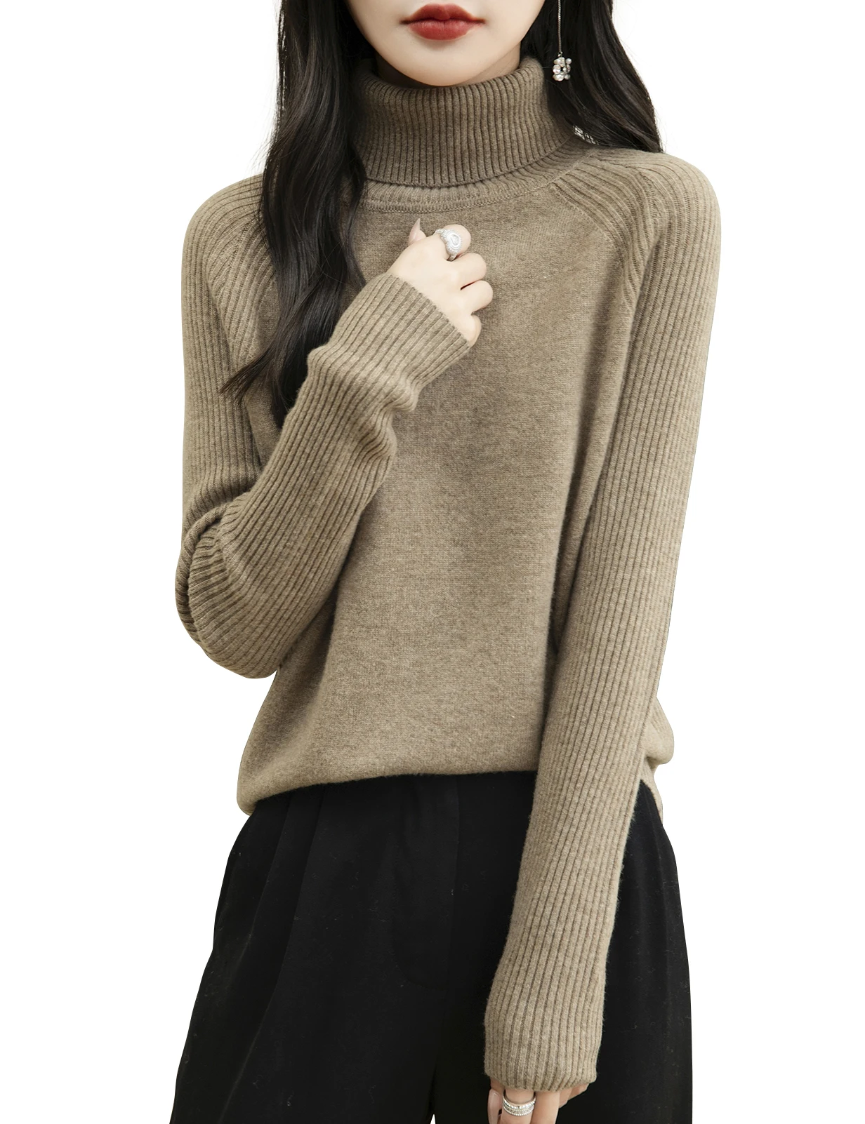 100% Merino Wool Turtleneck Women Sweater New Autumn Winter Warm Soft Jumper Women Knitted Pullover Femme Cashmere Sweater Knit