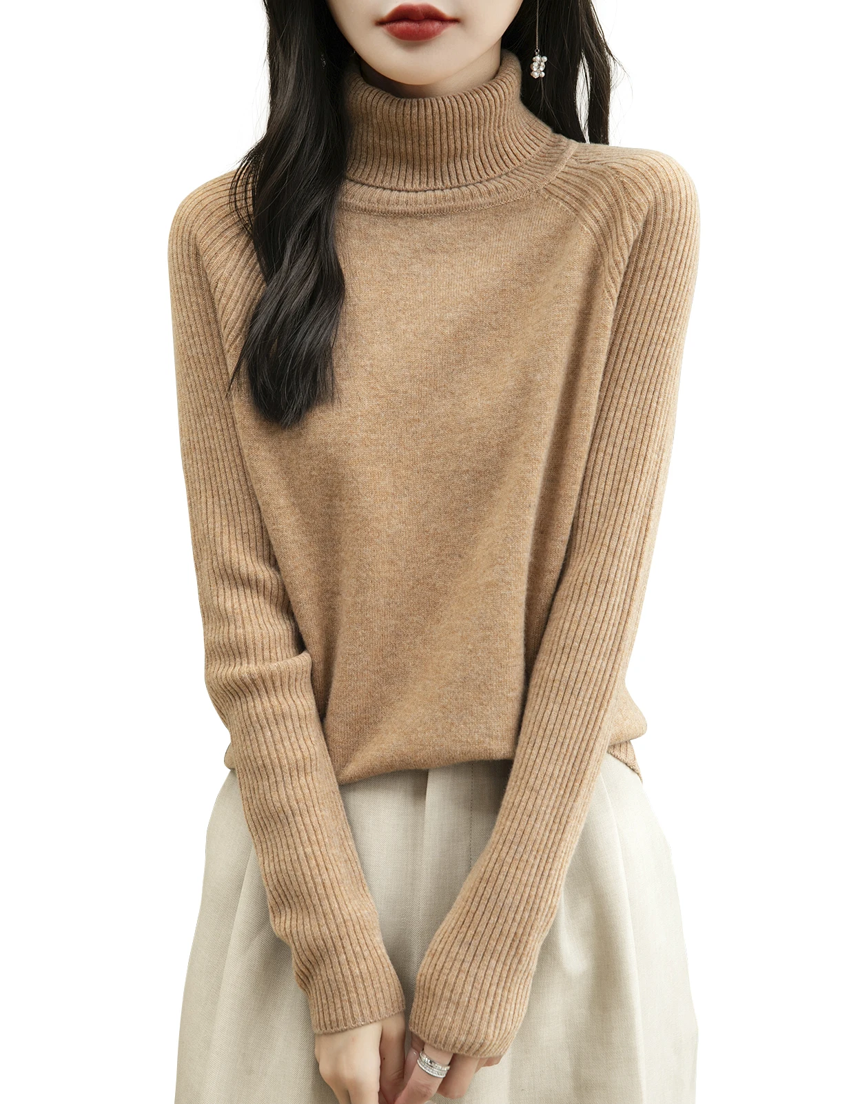 100% Merino Wool Turtleneck Women Sweater New Autumn Winter Warm Soft Jumper Women Knitted Pullover Femme Cashmere Sweater Knit