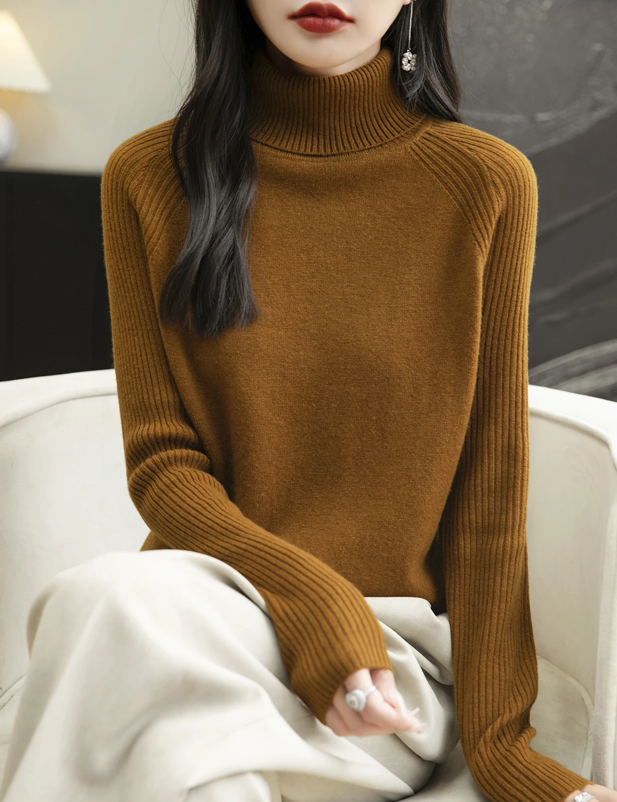 100% Merino Wool Turtleneck Women Sweater New Autumn Winter Warm Soft Jumper Women Knitted Pullover Femme Cashmere Sweater Knit