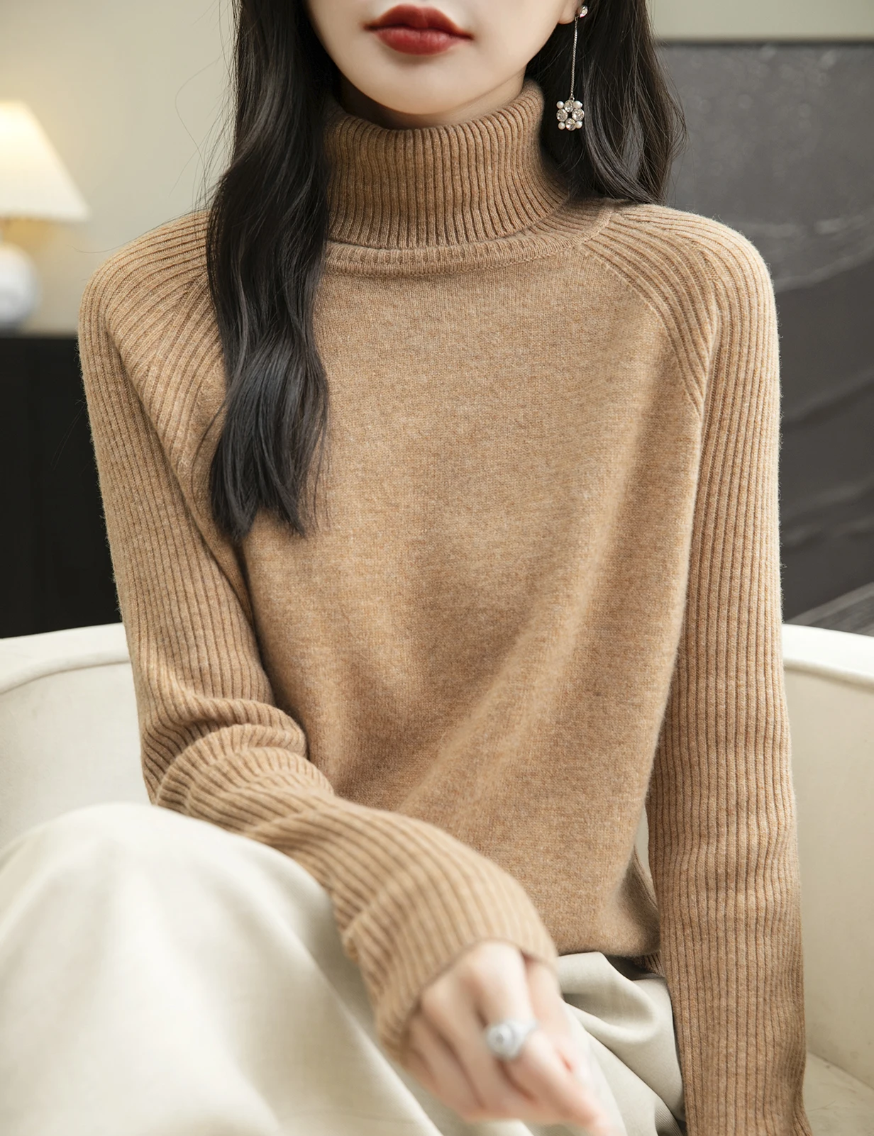 100% Merino Wool Turtleneck Women Sweater New Autumn Winter Warm Soft Jumper Women Knitted Pullover Femme Cashmere Sweater Knit