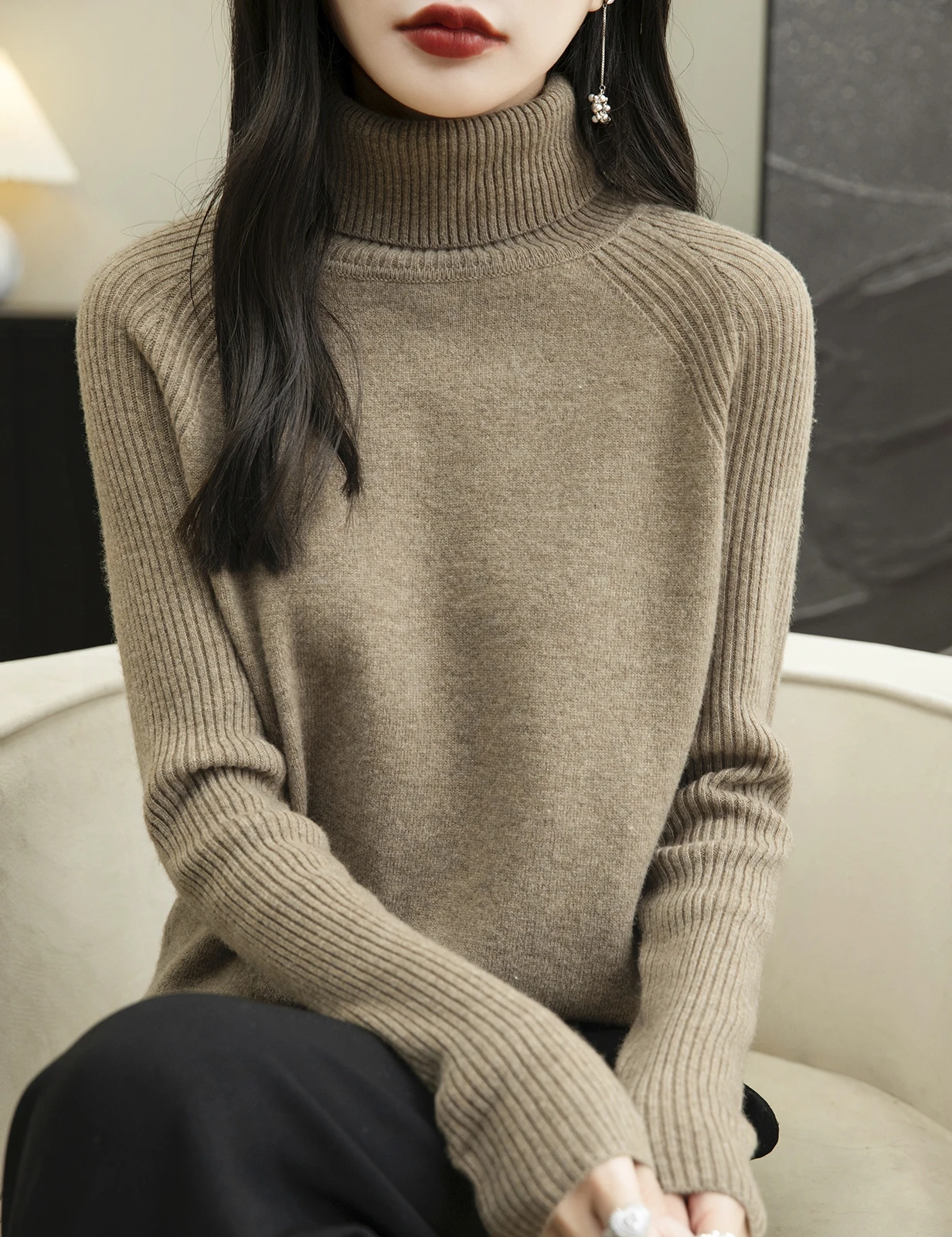 100% Merino Wool Turtleneck Women Sweater New Autumn Winter Warm Soft Jumper Women Knitted Pullover Femme Cashmere Sweater Knit