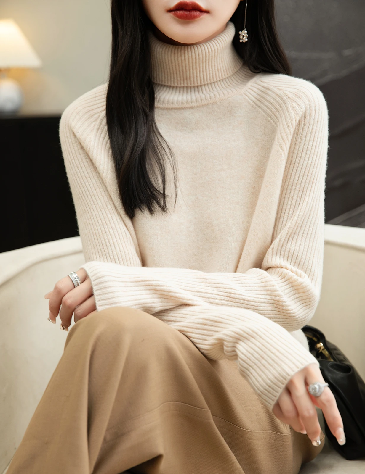 100% Merino Wool Turtleneck Women Sweater New Autumn Winter Warm Soft Jumper Women Knitted Pullover Femme Cashmere Sweater Knit
