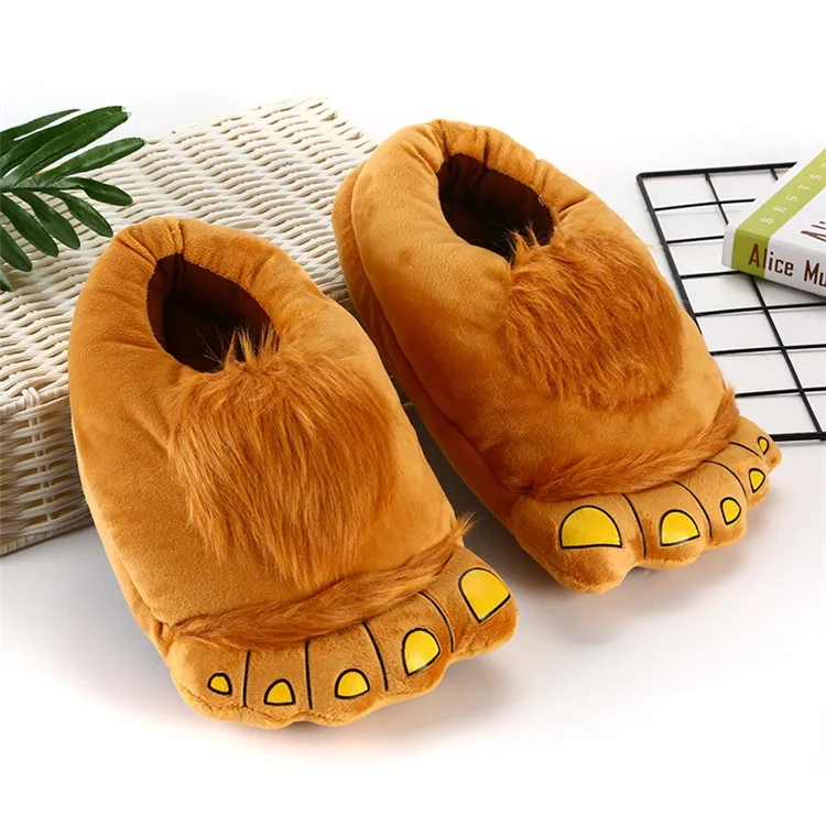 Big Feet Fur Slippers Stunning Pets Men Home Shoes Fuzzy Slippers Men's Winter Warm Shoes Man Furry Slippers Male Big Size 45 46