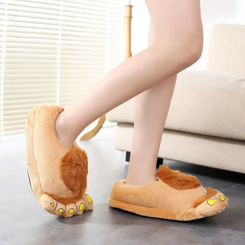 Big Feet Fur Slippers Stunning Pets Men Home Shoes Fuzzy Slippers Men's Winter Warm Shoes Man Furry Slippers Male Big Size 45 46