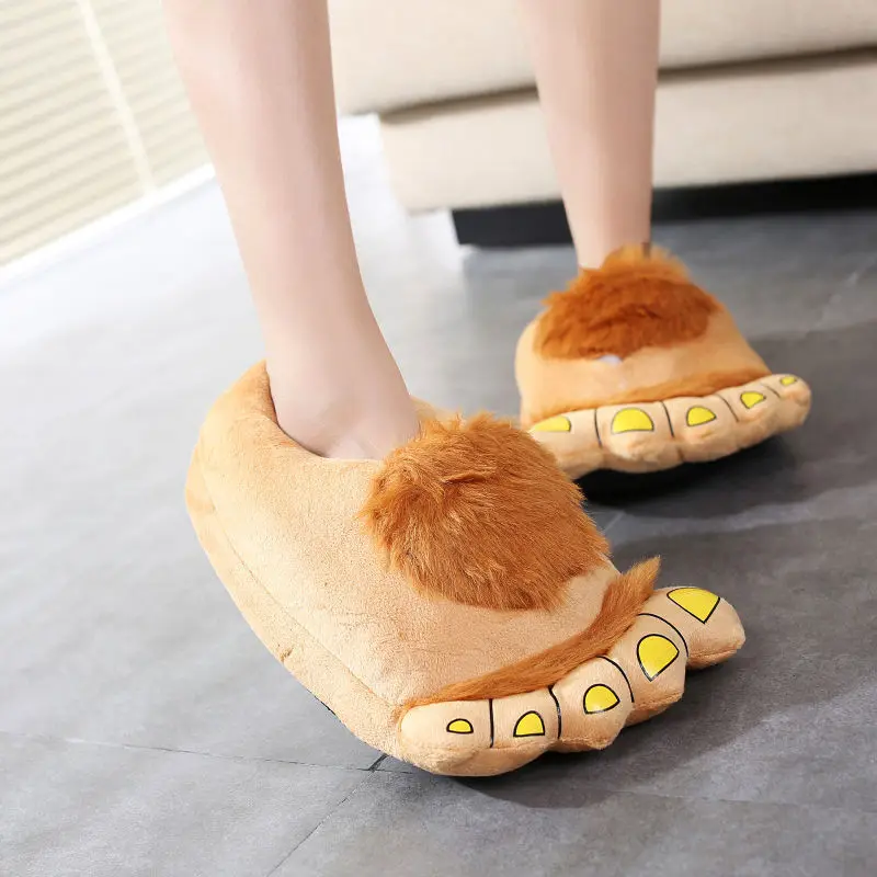 Big Feet Fur Slippers Stunning Pets Men Home Shoes Fuzzy Slippers Men's Winter Warm Shoes Man Furry Slippers Male Big Size 45 46