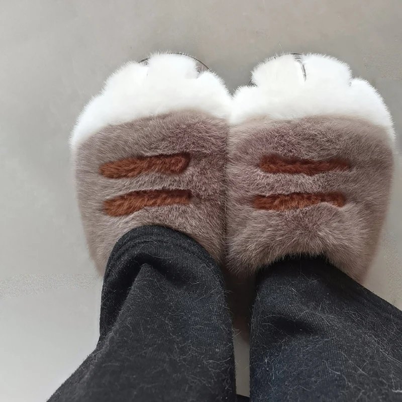 White Bunny Slippers For Home Kawaii Shoes Women Rabbit Fluffy Slippers Winter Indoor Sandals Woman Platform Bootie Slipper New