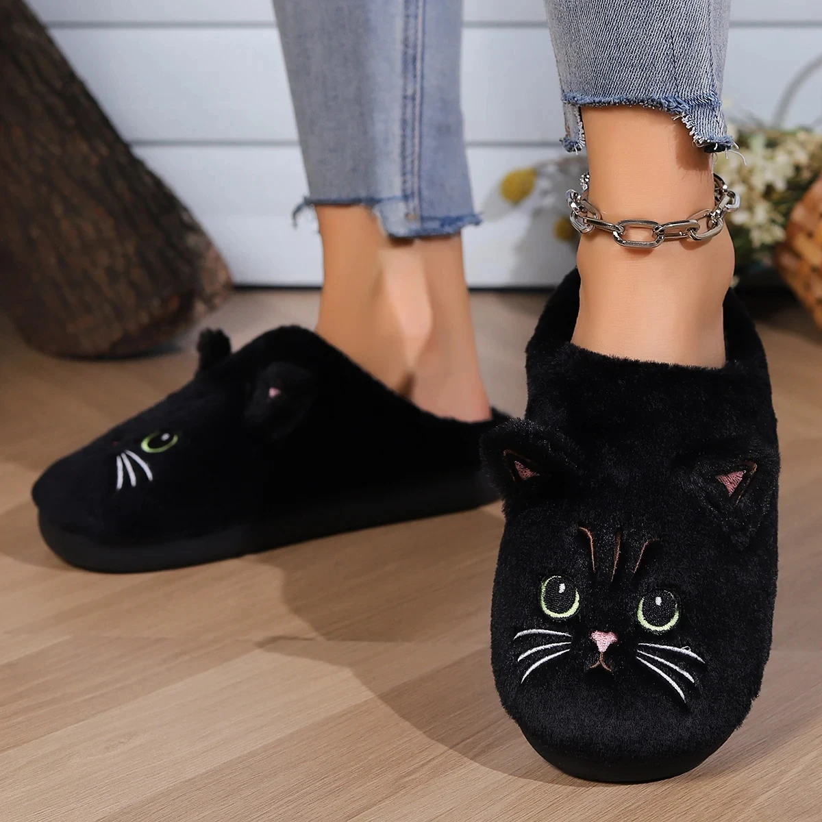 White Bunny Slippers For Home Kawaii Shoes Women Rabbit Fluffy Slippers Winter Indoor Sandals Woman Platform Bootie Slipper New