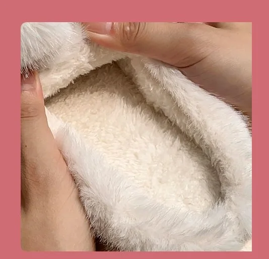 White Bunny Slippers For Home Kawaii Shoes Women Rabbit Fluffy Slippers Winter Indoor Sandals Woman Platform Bootie Slipper New