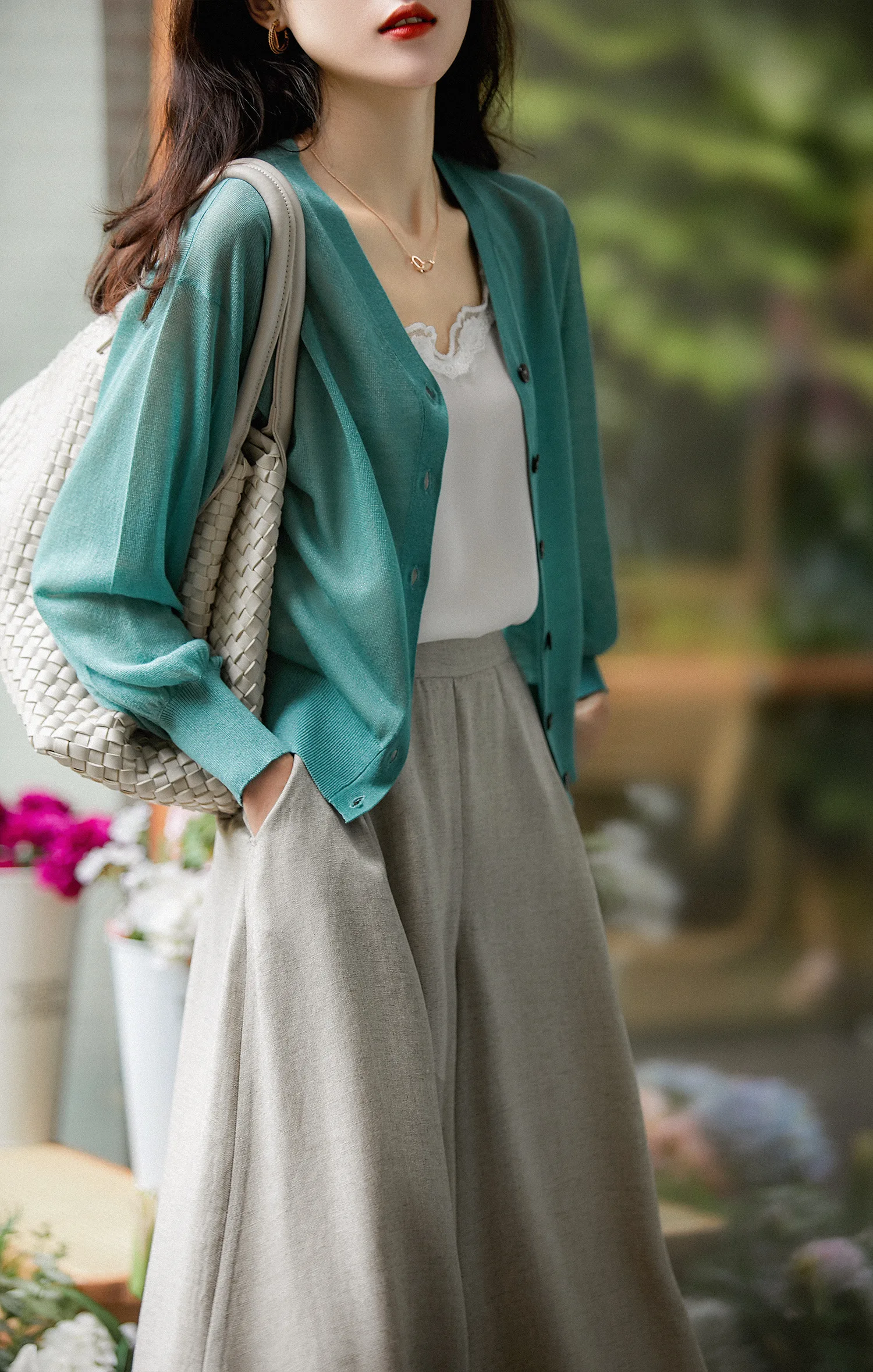 Cardigan women's air conditioner summer new ice silk long sleeve cotton and linen sunscreen shirt coat thin loose cotton jacket