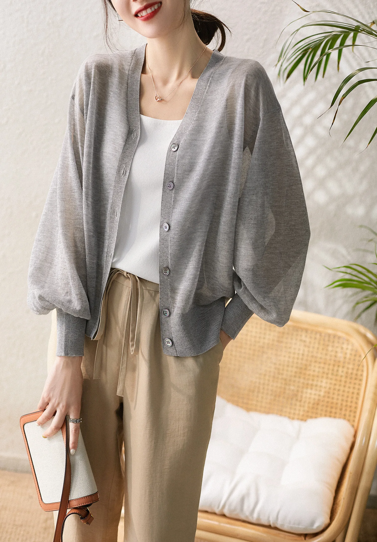 Cardigan women's air conditioner summer new ice silk long sleeve cotton and linen sunscreen shirt coat thin loose cotton jacket