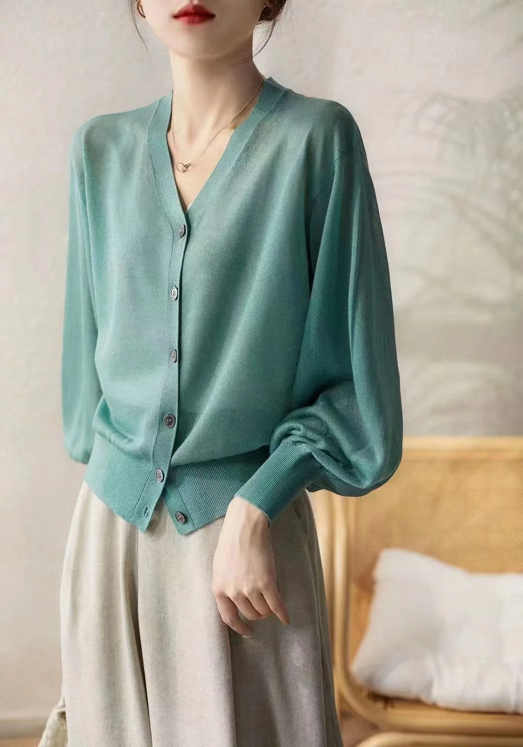 Cardigan women's air conditioner summer new ice silk long sleeve cotton and linen sunscreen shirt coat thin loose cotton jacket