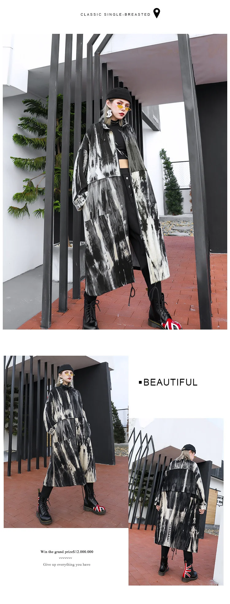 Amax luluE Autumn Korean Design Fashion Long Clothes Womens Loose Vintage Gothic Trench Coats Ladies Casual Punk Windbreakers