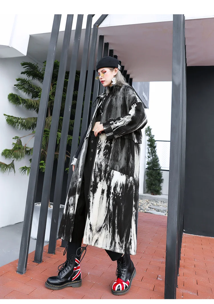 Amax luluE Autumn Korean Design Fashion Long Clothes Womens Loose Vintage Gothic Trench Coats Ladies Casual Punk Windbreakers