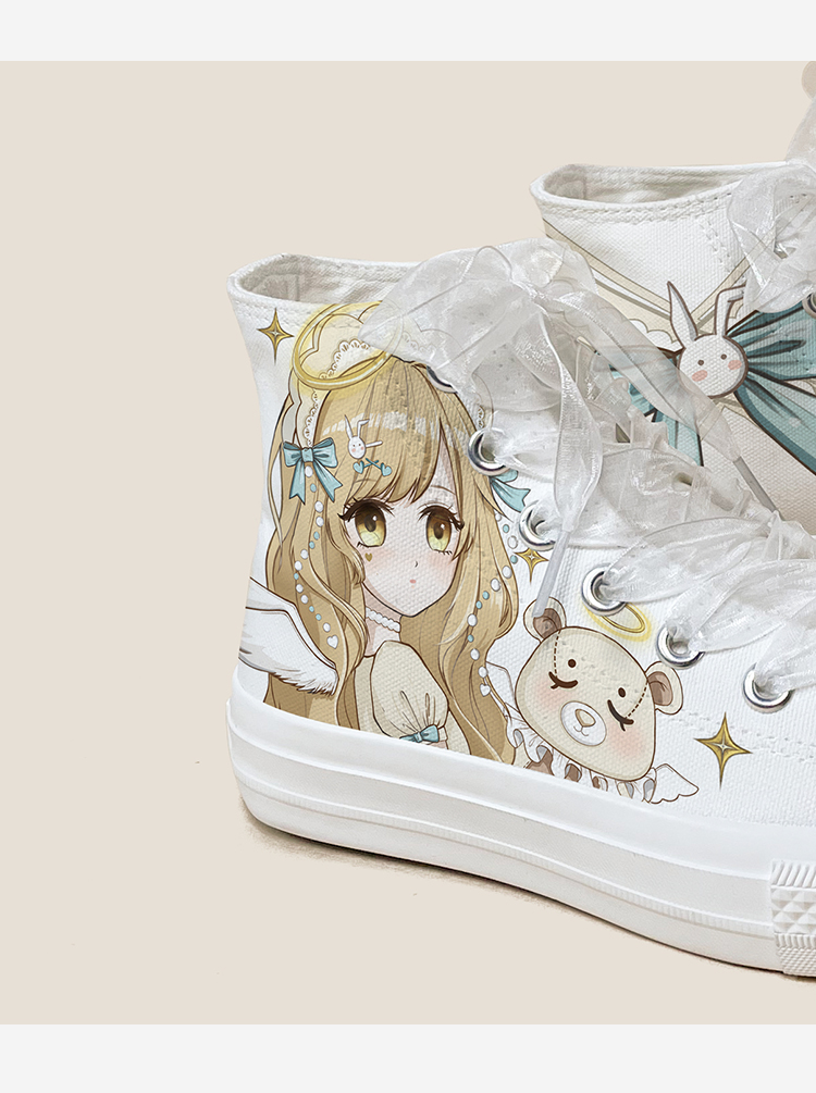 Amy and Michael Lolita Shoes Lovely Girls Students High Top Hand Painted Canvas Sneakers Breathable Kawaii Women Casual Trainers