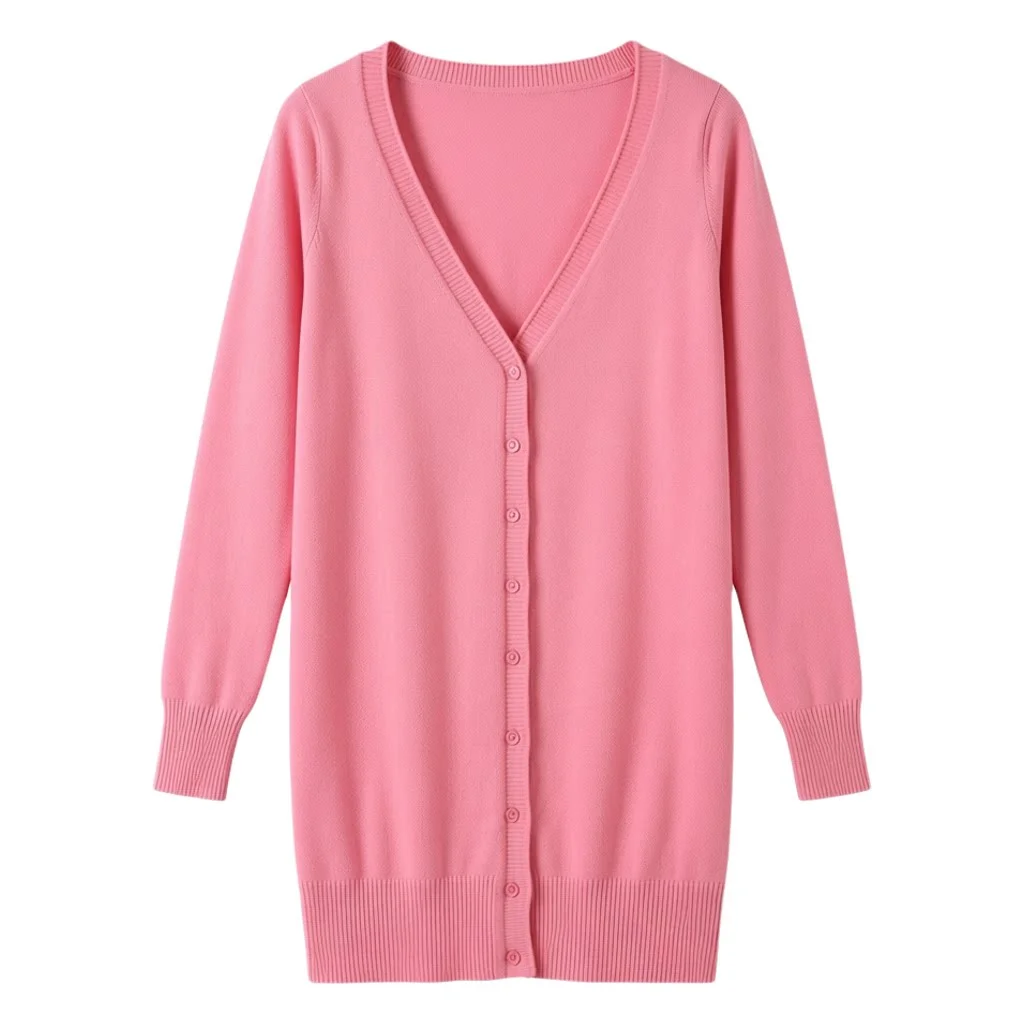 Outerwear V-neck Jersey Korean Fashion Style Cropped Blouses Long Woman Cardigan Knitted Ladies Sweaters Black Clothing Tricot