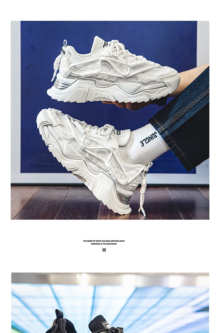 Platform Men Shoes Fashion Clunky Sneakers Men Casual Shoes Breathable Sports Dad Shoes Male Fitness Footwear