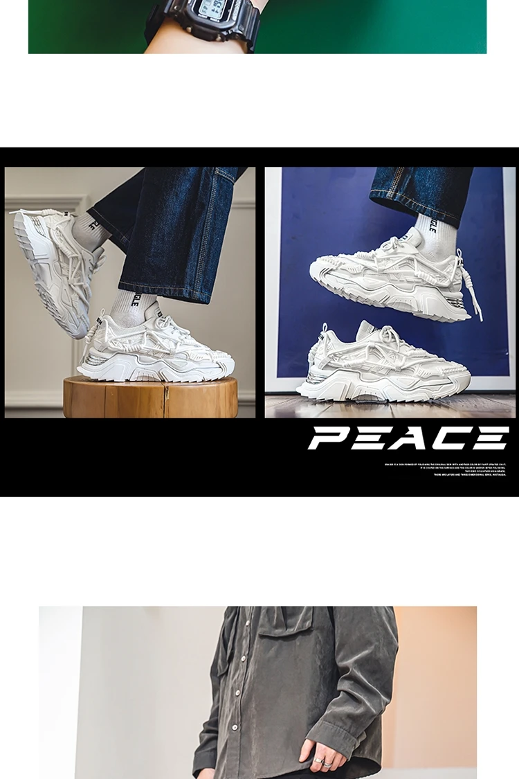 Platform Men Shoes Fashion Clunky Sneakers Men Casual Shoes Breathable Sports Dad Shoes Male Fitness Footwear