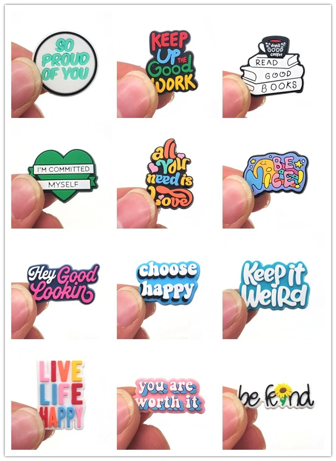 1PC Inspirational English Shoes Sandals Flower Shoe Buckle PVC  Shoe Charms Soft Rubber Garden Shoes Decorative Buckle