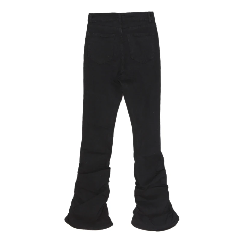 REDDACHiC Goth Lolita Black Pants Casual Flare Stacked Jeans Women Stretchy High Waist Trousers 2000s Y2K Grunge Emo Streetwear