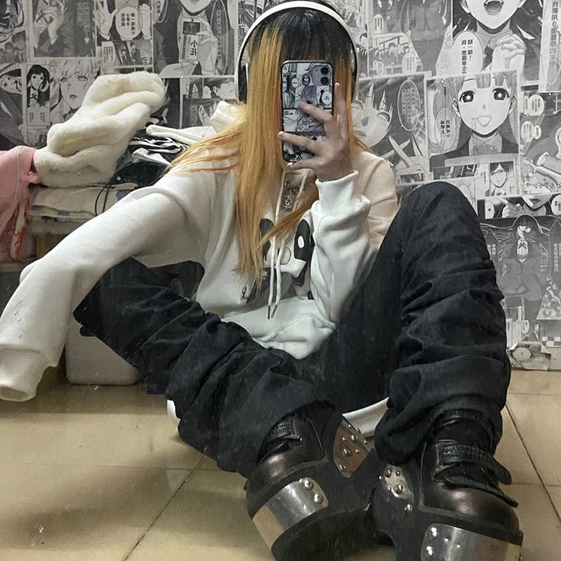 REDDACHiC Goth Lolita Black Pants Casual Flare Stacked Jeans Women Stretchy High Waist Trousers 2000s Y2K Grunge Emo Streetwear