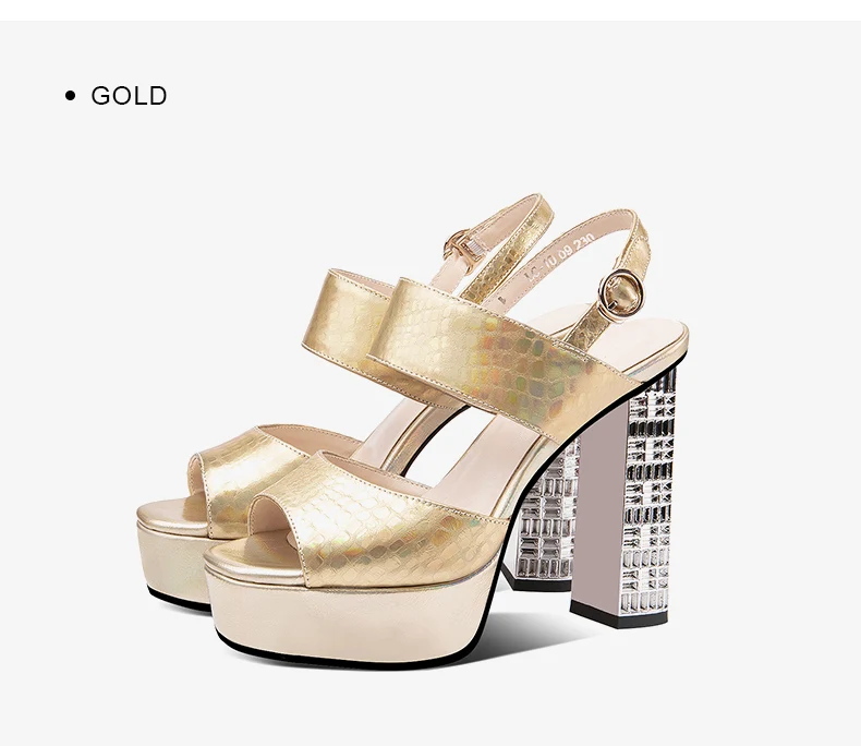 PRXDONG INS Fashion Womne's Sandals Summer Shoes Chunky High Heels Platform Gold Silver Dress Party Wedding Female Shoes Pumps