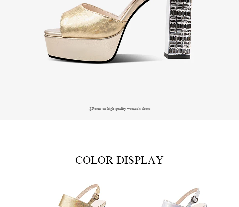 PRXDONG INS Fashion Womne's Sandals Summer Shoes Chunky High Heels Platform Gold Silver Dress Party Wedding Female Shoes Pumps