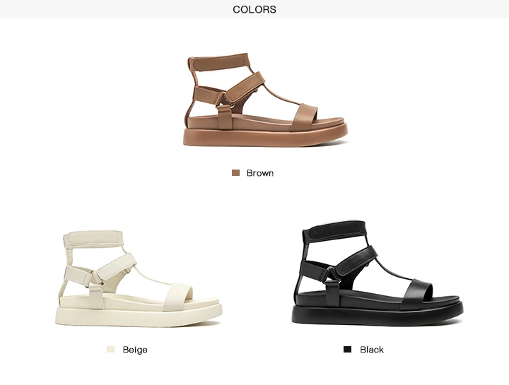 BeauToday Summer Gladiator Sandals Women Calfskin Leather Open Toe T-bar Strap Hook & Loop Summer Ladies Shoes Handmade 07130
